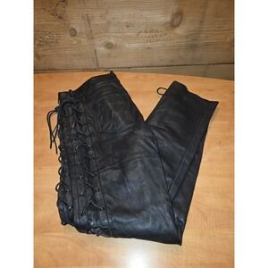 EASYRIDERS Mens Black Genuine Leather Lined Side Lace-up Pants. Size 40. U S A
